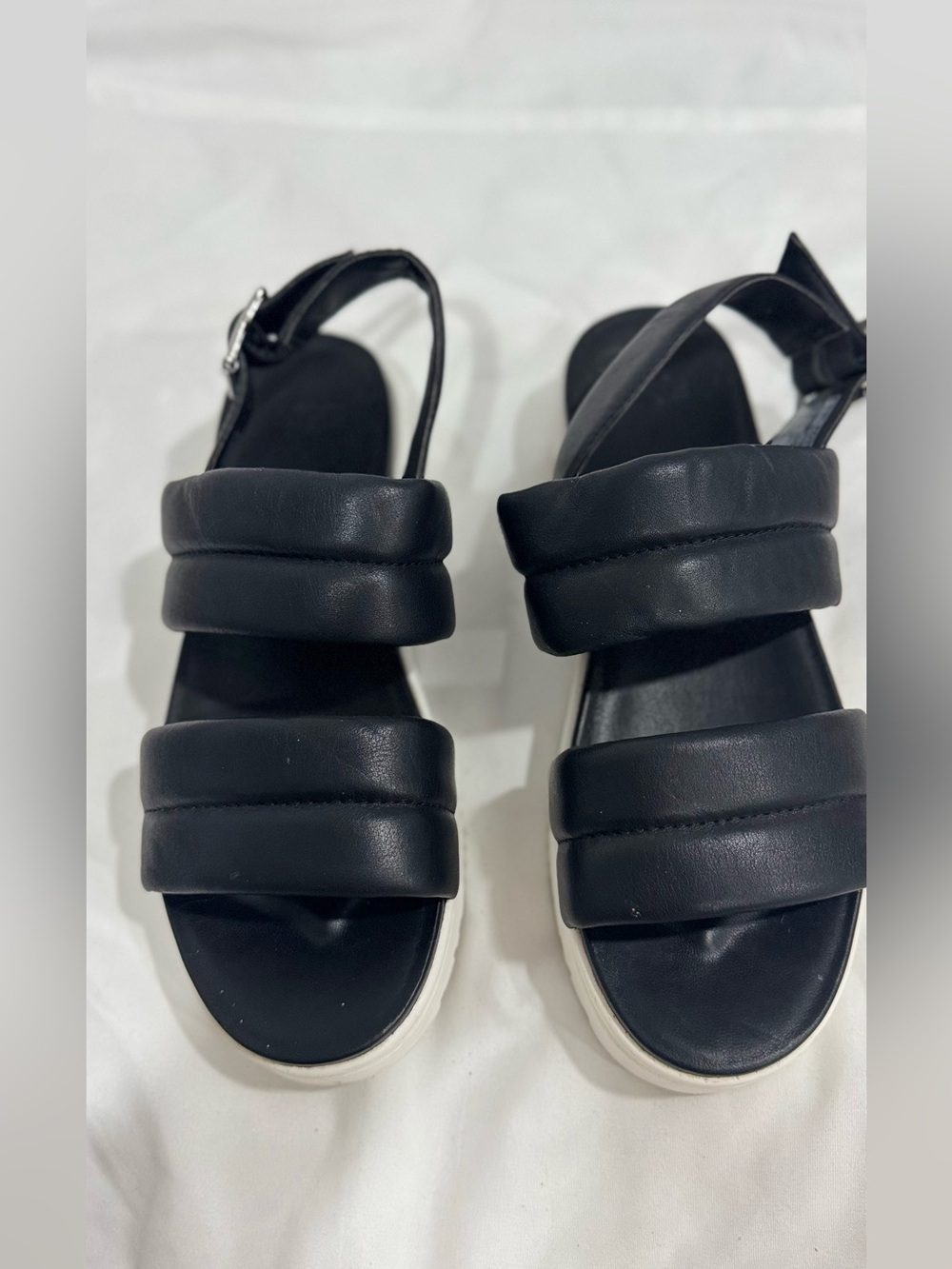 UGG Black Padded Double-Strap Platform Sandals
